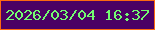 文字の大きさ：2、枠の色：fc6910、背景の色：4b0064、文字の色：73fb71 無料ブログパーツのブログ時計