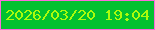 文字の大きさ：3、枠の色：fc6adc、背景の色：02c130、文字の色：abfb0c 無料ブログパーツのブログ時計