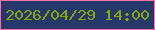 文字の大きさ：4、枠の色：fc72a7、背景の色：263769、文字の色：85a809 無料ブログパーツのブログ時計
