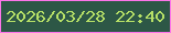 文字の大きさ：3、枠の色：fc74e9、背景の色：2d5746、文字の色：b6e067 無料ブログパーツのブログ時計
