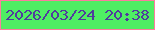 文字の大きさ：4、枠の色：fc7c9f、背景の色：4fee63、文字の色：503b9d 無料ブログパーツのブログ時計