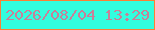 文字の大きさ：2、枠の色：fc7f34、背景の色：32fdde、文字の色：c88099 無料ブログパーツのブログ時計