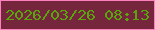 文字の大きさ：5、枠の色：fc82bf、背景の色：75263c、文字の色：58a50c 無料ブログパーツのブログ時計