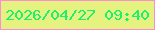 文字の大きさ：2、枠の色：fc8cd4、背景の色：e5f27f、文字の色：1def71 無料ブログパーツのブログ時計