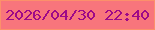 文字の大きさ：1、枠の色：fc906a、背景の色：f8757c、文字の色：9e0988 無料ブログパーツのブログ時計