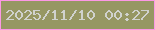 文字の大きさ：3、枠の色：fc98e5、背景の色：969763、文字の色：d0d2ce 無料ブログパーツのブログ時計