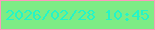 文字の大きさ：4、枠の色：fc9abd、背景の色：7dec85、文字の色：23f5c8 無料ブログパーツのブログ時計