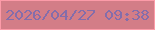 文字の大きさ：4、枠の色：fc9ba8、背景の色：d37d87、文字の色：846daa 無料ブログパーツのブログ時計