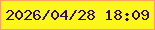 文字の大きさ：1、枠の色：fca062、背景の色：fbf61b、文字の色：300d4e 無料ブログパーツのブログ時計