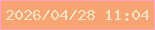 文字の大きさ：1、枠の色：fca3c6、背景の色：f7a373、文字の色：ebe4c0 無料ブログパーツのブログ時計