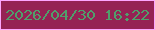 文字の大きさ：1、枠の色：fca6fe、背景の色：952254、文字の色：509e6b 無料ブログパーツのブログ時計