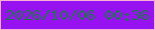 文字の大きさ：2、枠の色：fcaedb、背景の色：9712f1、文字の色：1f744e 無料ブログパーツのブログ時計