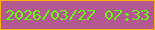 文字の大きさ：5、枠の色：fcb20c、背景の色：b45892、文字の色：65fb06 無料ブログパーツのブログ時計