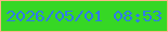文字の大きさ：3、枠の色：fcb589、背景の色：36d725、文字の色：2f7be8 無料ブログパーツのブログ時計