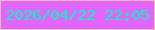 文字の大きさ：1、枠の色：fcb9b2、背景の色：e166fd、文字の色：08f5bb 無料ブログパーツのブログ時計
