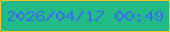 文字の大きさ：2、枠の色：fcc423、背景の色：20bb87、文字の色：3e6afa 無料ブログパーツのブログ時計
