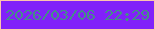 文字の大きさ：3、枠の色：fcc4ae、背景の色：8121f9、文字の色：438d88 無料ブログパーツのブログ時計