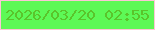 文字の大きさ：2、枠の色：fcc6d6、背景の色：5df956、文字の色：5ac42b 無料ブログパーツのブログ時計