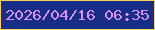 文字の大きさ：5、枠の色：fcce55、背景の色：162e88、文字の色：db90ed 無料ブログパーツのブログ時計