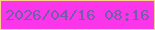 文字の大きさ：1、枠の色：fcd28b、背景の色：fb35ea、文字の色：725ea7 無料ブログパーツのブログ時計