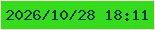 文字の大きさ：5、枠の色：fcddda、背景の色：35db1c、文字の色：12354e 無料ブログパーツのブログ時計