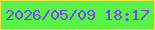 文字の大きさ：4、枠の色：fce049、背景の色：59f246、文字の色：7248f4 無料ブログパーツのブログ時計