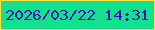 文字の大きさ：5、枠の色：fce24b、背景の色：14e18f、文字の色：2f15aa 無料ブログパーツのブログ時計