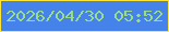 文字の大きさ：5、枠の色：fce537、背景の色：4582ea、文字の色：9bdc88 無料ブログパーツのブログ時計