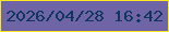 文字の大きさ：2、枠の色：fce61f、背景の色：6f64a6、文字の色：10365e 無料ブログパーツのブログ時計