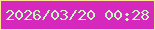 文字の大きさ：1、枠の色：fce694、背景の色：d628bd、文字の色：c7f8c0 無料ブログパーツのブログ時計