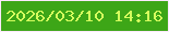 文字の大きさ：4、枠の色：fce9fe、背景の色：3da617、文字の色：d5fe5e 無料ブログパーツのブログ時計