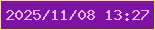 文字の大きさ：3、枠の色：fceb62、背景の色：7c13a2、文字の色：efb0f7 無料ブログパーツのブログ時計