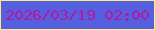 文字の大きさ：2、枠の色：fced81、背景の色：5460df、文字の色：b2199f 無料ブログパーツのブログ時計