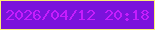 文字の大きさ：2、枠の色：fcee75、背景の色：7b12db、文字の色：c51dfd 無料ブログパーツのブログ時計