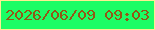 文字の大きさ：4、枠の色：fcee91、背景の色：1bfd65、文字の色：915816 無料ブログパーツのブログ時計