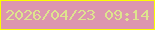 文字の大きさ：4、枠の色：fcfd02、背景の色：dd96af、文字の色：dee48e 無料ブログパーツのブログ時計