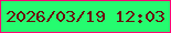 文字の大きさ：2、枠の色：fd0175、背景の色：25fc6f、文字の色：6a080e 無料ブログパーツのブログ時計