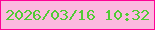 文字の大きさ：5、枠の色：fd0495、背景の色：fcb9df、文字の色：50cb35 無料ブログパーツのブログ時計