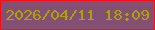 文字の大きさ：2、枠の色：fd0a13、背景の色：834f72、文字の色：b39f07 無料ブログパーツのブログ時計