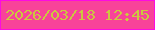 文字の大きさ：5、枠の色：fd0be2、背景の色：f84399、文字の色：cbc83f 無料ブログパーツのブログ時計