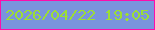 文字の大きさ：4、枠の色：fd0dac、背景の色：7a94dd、文字の色：9cde34 無料ブログパーツのブログ時計