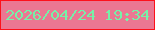 文字の大きさ：3、枠の色：fd111b、背景の色：eb7792、文字の色：76f0a8 無料ブログパーツのブログ時計