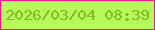 文字の大きさ：3、枠の色：fd168b、背景の色：b7f95a、文字の色：7ebc1f 無料ブログパーツのブログ時計