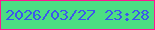 文字の大きさ：5、枠の色：fd1892、背景の色：4cde83、文字の色：3c56ec 無料ブログパーツのブログ時計