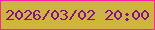 文字の大きさ：4、枠の色：fd21a3、背景の色：ceb53b、文字の色：860e97 無料ブログパーツのブログ時計
