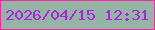 文字の大きさ：2、枠の色：fd27a0、背景の色：94b5a6、文字の色：ad22e2 無料ブログパーツのブログ時計