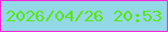 文字の大きさ：2、枠の色：fd27dc、背景の色：94d7e5、文字の色：57e614 無料ブログパーツのブログ時計
