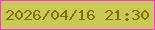 文字の大きさ：3、枠の色：fd30f9、背景の色：cac955、文字の色：837105 無料ブログパーツのブログ時計