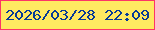文字の大きさ：4、枠の色：fd3467、背景の色：ffe961、文字の色：073a96 無料ブログパーツのブログ時計