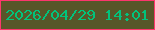 文字の大きさ：1、枠の色：fd366d、背景の色：585629、文字の色：01c37c 無料ブログパーツのブログ時計